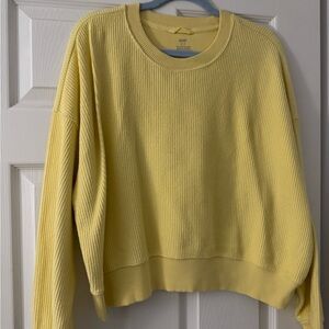 Aerie Yellow Ribbed Crewneck Sweatshirt